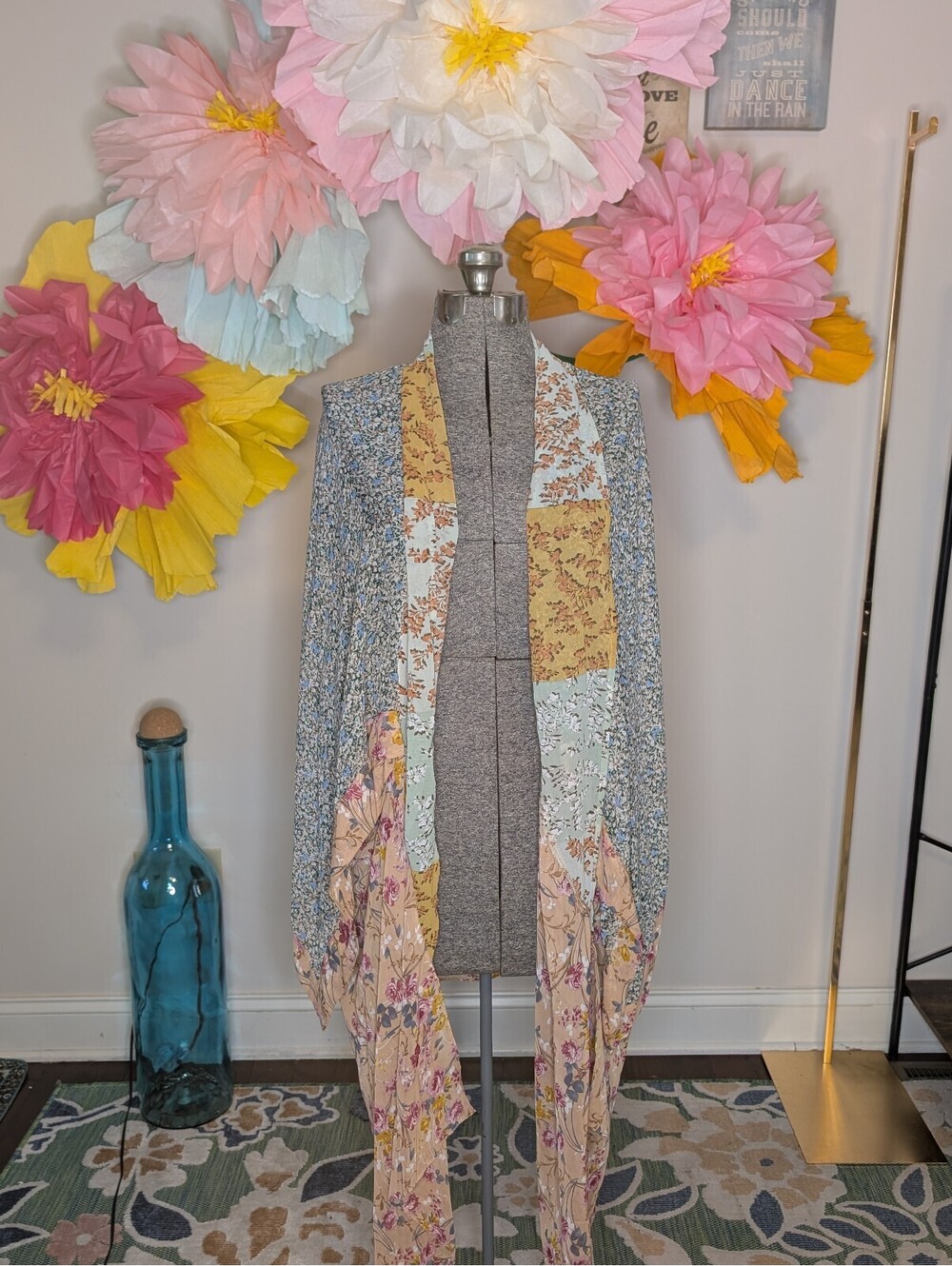 2119 - Umgee USA Women's Floral Patchwork Open Front Cardigan 1XL/2XL